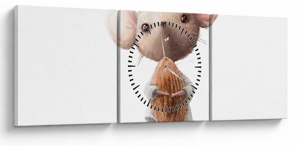 Tablou - Animăluț în acuarelă N⁰2 (cu ceas) (90x30 cm)