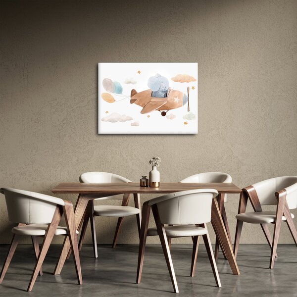 Tablou - Acuarelă elefant într-un avion (70x50 cm)