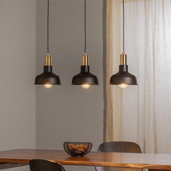 EMIBIG LIGHTING Lampă suspendată Gubo, 3 becuri, negru, reglabil, Negru, Camera de zi / sufragerie, Metal, Design industrial