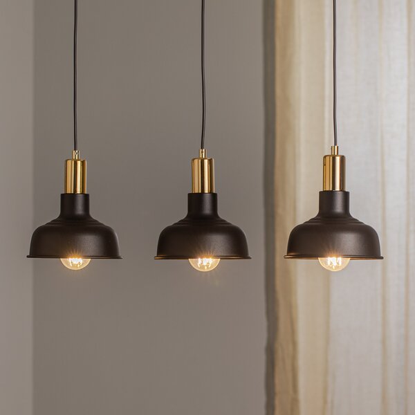 EMIBIG LIGHTING Lampă suspendată Gubo, 3 becuri, negru, reglabil, Negru, Camera de zi / sufragerie, Metal, Design industrial