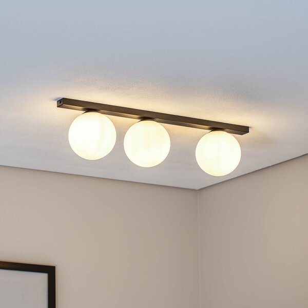EMIBIG LIGHTING Plafonieră Fit, negru/opal, 3 becuri, reglabil, Negru, Camera de zi / sufragerie, Metal, Modern
