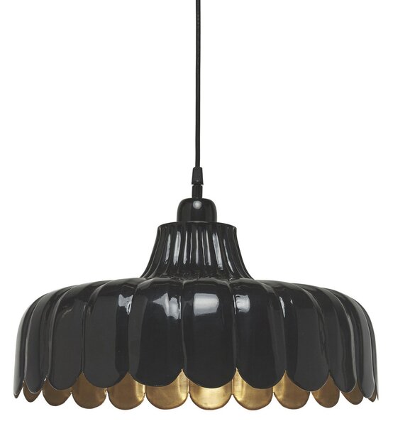 PR Home Lampă suspendată Wells, negru/galben, Ø 43 cm, metal, reglabil, Negru, Camera de zi / sufragerie, Metal