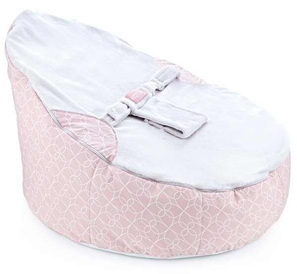Fotoliu pentru bebelusi cu ham de siguranta Baby Bean Bed Pink Clover