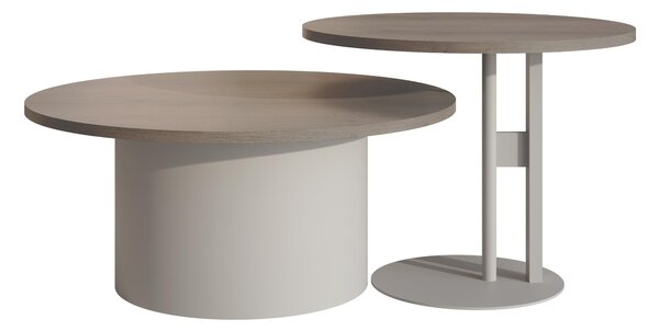 Set de măsuțe de cafea Oswego 160Cașmir, Stejar, 3cm, PAL laminat, Rotund