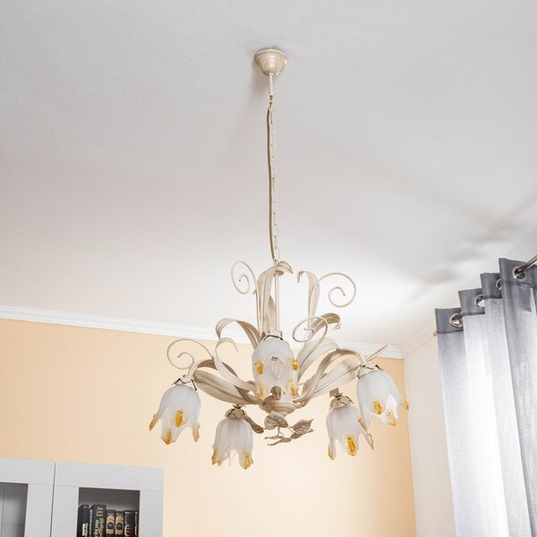 ONLI Candelabru Elena în stil florentin cu 5 becuri, reglabil, Auriu / Alamă, Camera de zi / sufragerie, Metal, Florentin