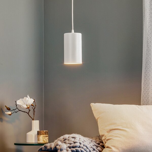 TEMAR LIGHTING Lampă suspendată ZW Tube 170, 1 bec, alb, reglabil, Alb, Camera de zi / sufragerie, Metal, Modern