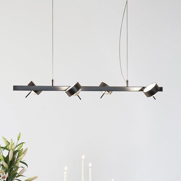 Top Light PUK QUARTETT lampă suspendată, crom mat, reglabil, Gri, Camera de zi / sufragerie, Metal, Design