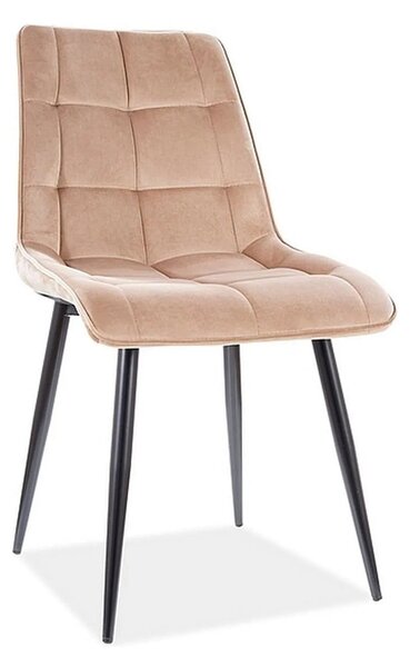 Scaun tapitat stofa CHIC, bej, catifea/metal, 50x58x88 cm