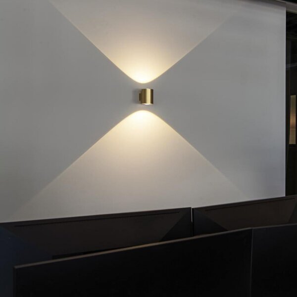SLV Aplică LED Oculus, culoare alamă, Ø 9 cm, dimabilă spre cald, reglabil, Auriu / Alamă, Camera de zi / sufragerie, Aluminiu, Modern