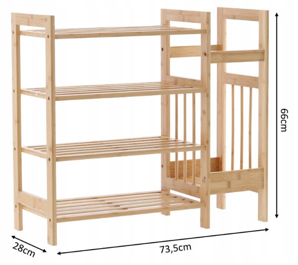 Raft din bambus cu 4 rafturi 73,5 x 28 x 66 cm