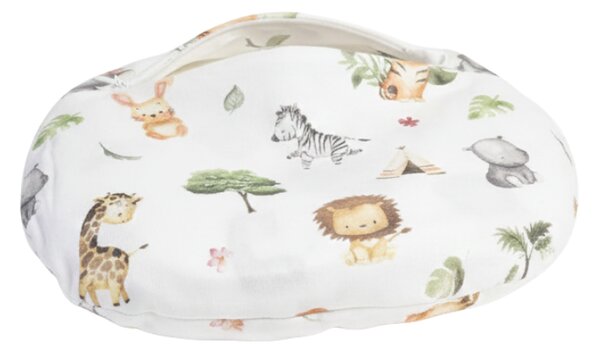 Perna bebe anti-plagiocefalie pentru formarea capului cu husa de schimb din bumbac Kidizi Tropical Friends, interior spuma de memorie, 24 x 26 cm
