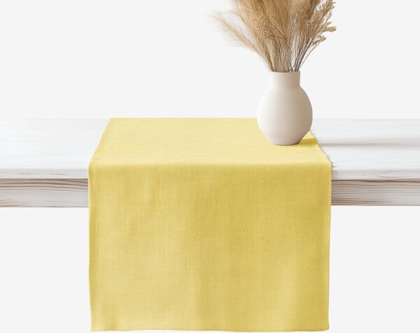 Goldea napron de masă cu amestec de in - galben 35x120 cm