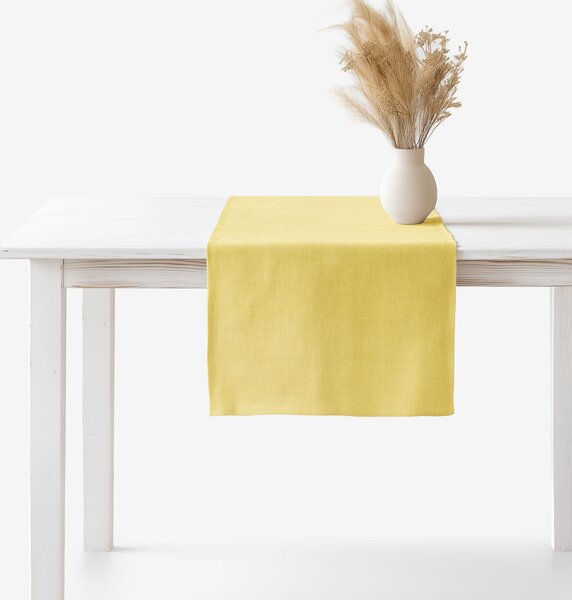 Goldea napron de masă cu amestec de in - galben 35x120 cm