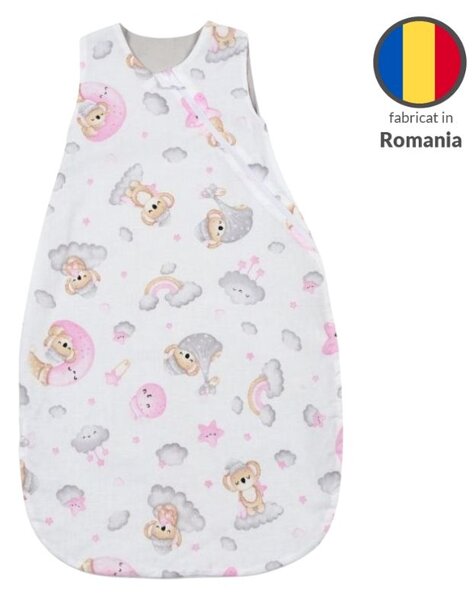 Sac de dormit de vara din bumbac 100% 3-12 luni Kidizi Koala Dreams Pink, 0.5 tog