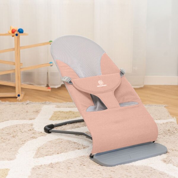 Balansoar bebelusi ergonomic cu 3 pozitii de inclinare a spatarului Kidizi Rumi roz, recomandat de la nastere