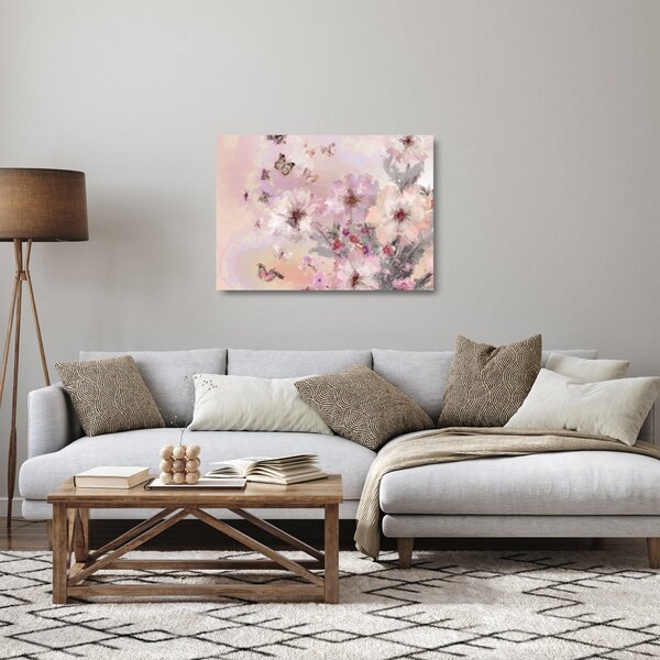 Tablou pe sticlă - Colaj de artă cu fluturi (70x50 cm)