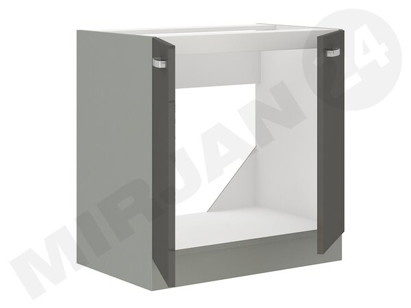 Dulap inferior bucătărie sub chiuvetă Milo 80 ZL 2F BB (gri + crem lucios). 1122663