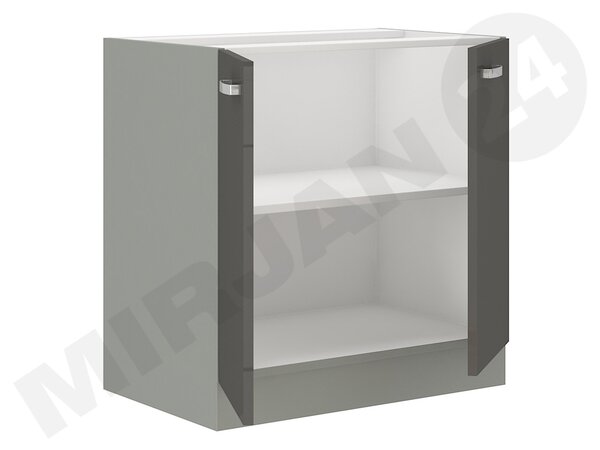 Dulap inferior bucătărie Milo 80 D 2F BB (gri + crem lucios). 1122660