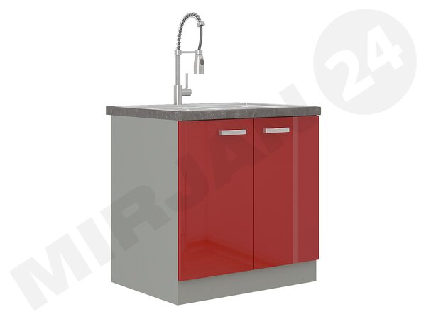 Dulap inferior bucătărie sub chiuvetă Milo 80 ZL 2F BB (gri + crem lucios). 1122663