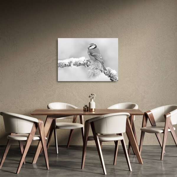Tablou pe sticlă - O pasăre pe o creangă (70x50 cm)