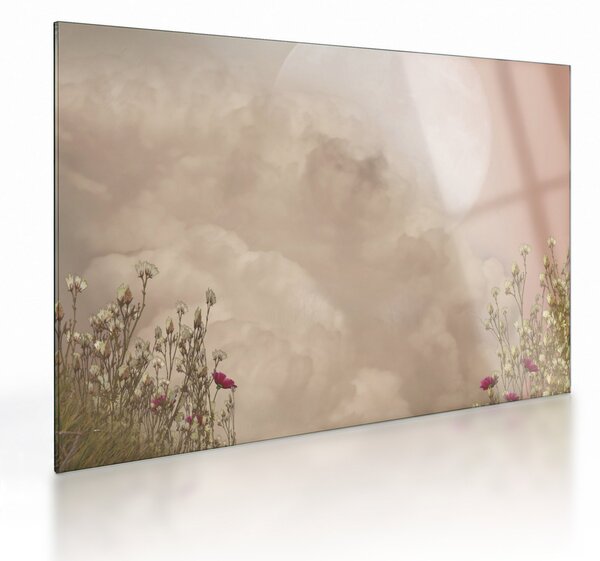 Tablou pe sticlă - Luna plină roz (70x50 cm)