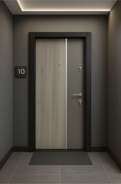 Ușă intrare apartament Klasic 256, 88*201 cm, stejar antic+gri stone Stânga