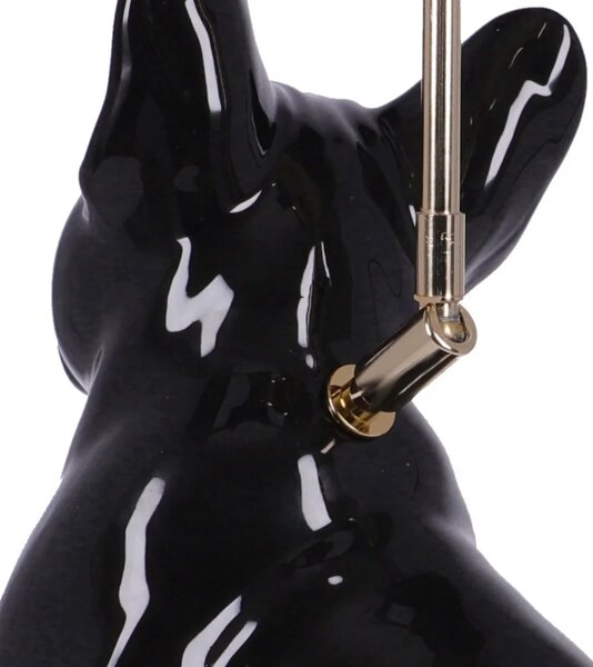 Lampa ceramica Bulldog Negru lucios h 35 cm