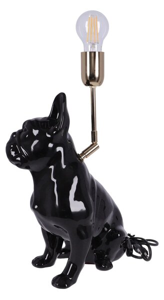 Lampa ceramica Bulldog Negru lucios h 35 cm