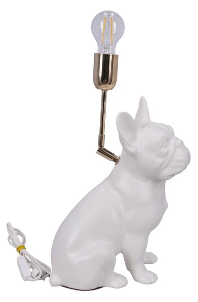 Lampa ceramica Bulldog alb mat h 35 cm