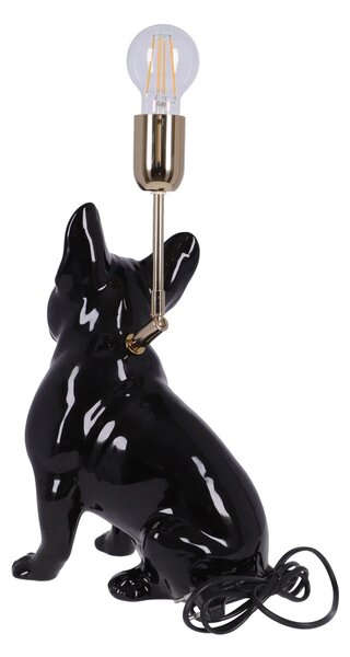 Lampa ceramica Bulldog Negru lucios h 35 cm