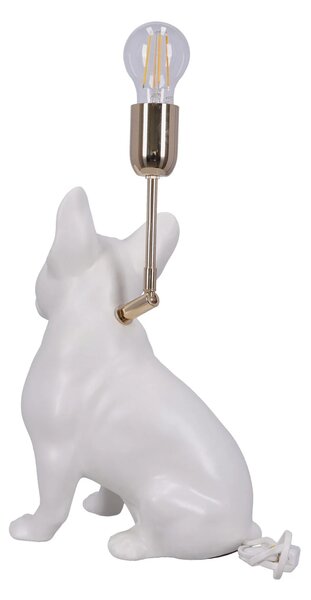 Lampa ceramica Bulldog alb mat h 35 cm
