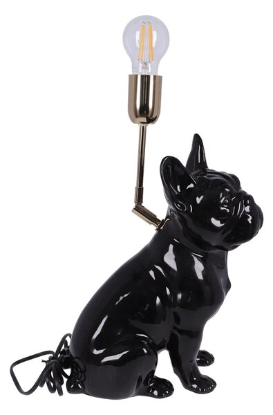 Lampa ceramica Bulldog Negru lucios h 35 cm