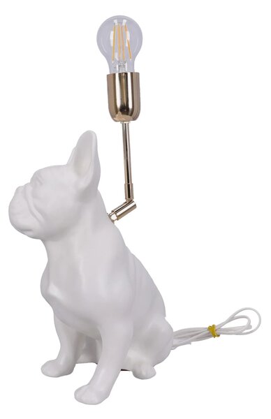 Lampa ceramica Bulldog alb mat h 35 cm
