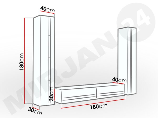 Mobilier living Ziggy III (negru + negru lucios). 1123290
