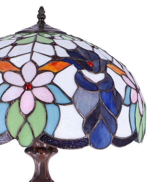 Lampa de masa Tiffany Blueflower h 62 cm, abajur 40 cm