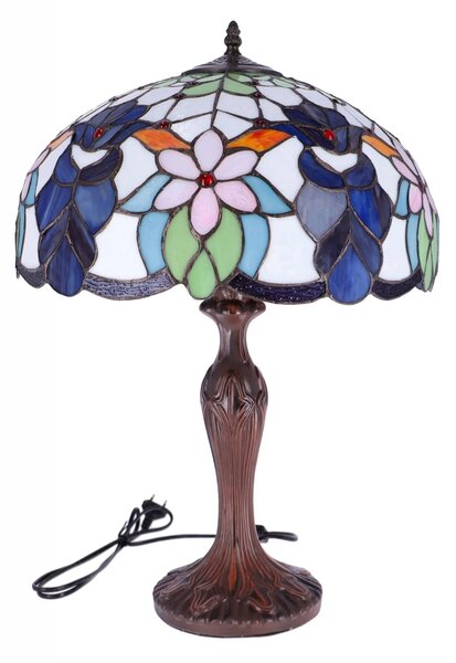 Lampa de masa Tiffany Blueflower h 62 cm, abajur 40 cm