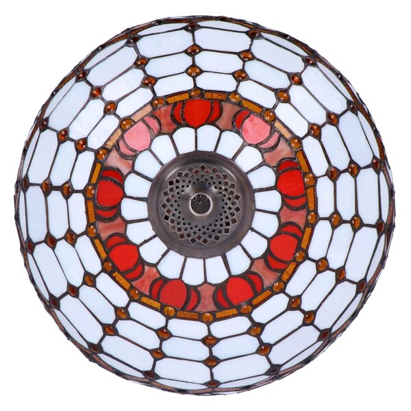 Lampa de masa Tiffany Red Lotus h 62 cm, abajur 40 cm