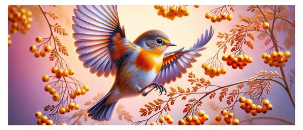 Tablou - Pasăre cu scoruș (120x50 cm)