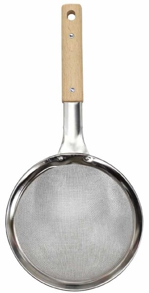 Strecuratoare mare de bucatarie cu maner din lemn, Ø 18 cm– sita fina pentru scurgere si cernere, 43.5 cm