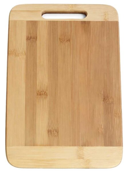 Tocator de bucatarie din lemn de bambus cu maner, maro, 36 x 26 cm, universal pentru taiere si servire