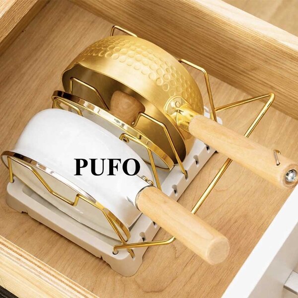 Suport metalic pentru organizare si depozitare farfurii, capace si vase, 20 x 16 cm, auriu
