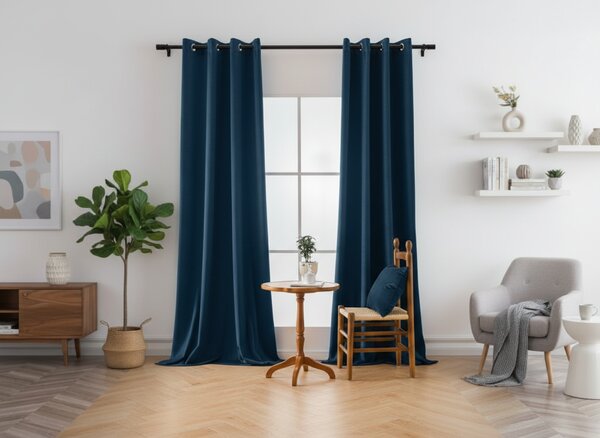 Draperie opaca DREAM VELVET 140x250 cm, petrol Agatat: Inele metalice