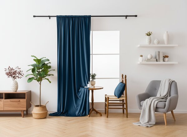Draperie opaca DREAM VELVET 140x250 cm, petrol Agatat: Inele metalice