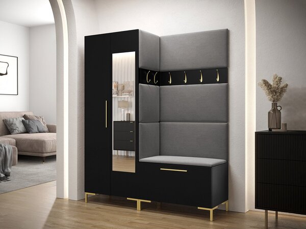 Mobilier hol Futura IX (negru + oțel gri). 1122180