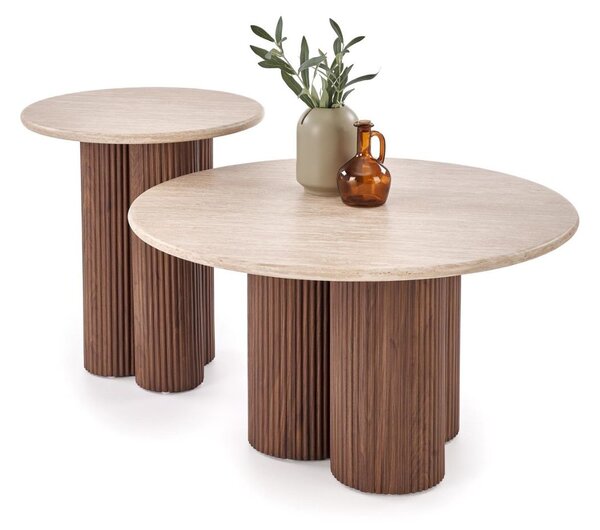 Masuță de cafea Dorotea S, travertin/nuc (50x56)