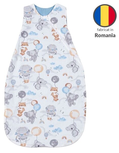 Sac de dormit de vara din bumbac 100% 3-12 luni Kidizi Tiny Adventures, 0.5 tog