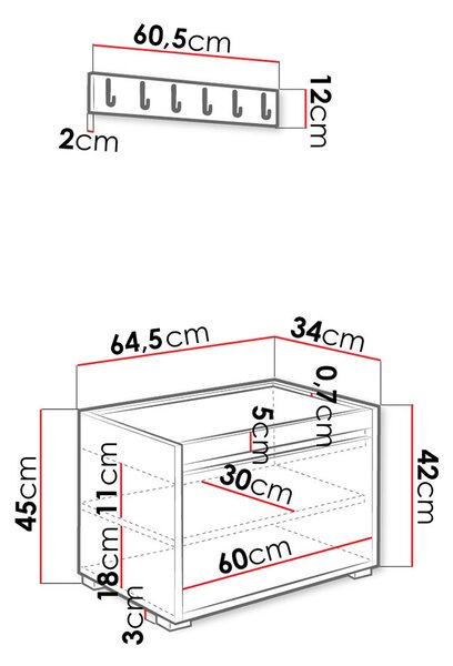 Mobilier hol Paggy 60x30 (alb + bej). 1122791