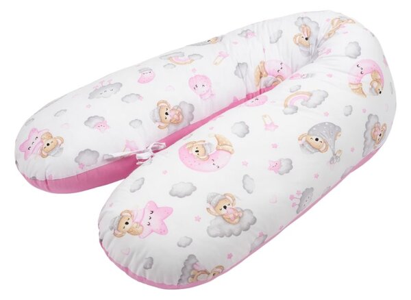 Perna gravide 3 in 1 cu husa detasabila din bumbac 100% Kidizi Lena, lungime 160 cm, Koala Dreams Pink
