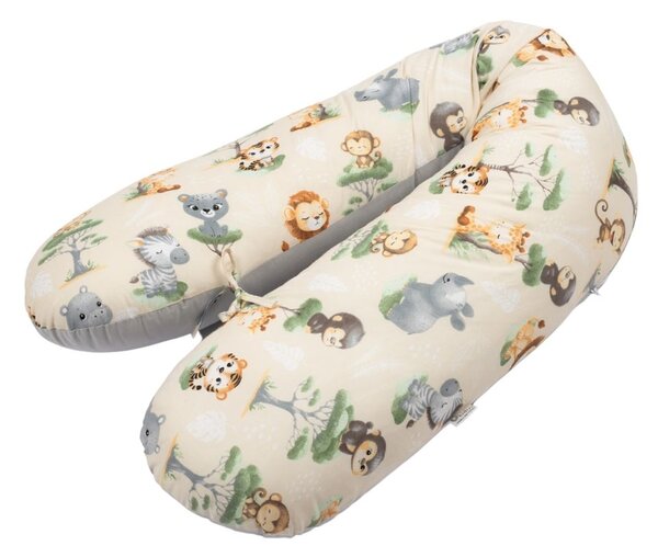 Perna gravide 3 in 1 cu husa detasabila din bumbac 100% Kidizi Lena, lungime 160 cm, Baby Animals