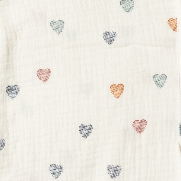 Sac de dormit de vara pentru copii din muselina dubla 0-6 luni Kidizi Color Hearts bumbac 100%, 0.3 tog
